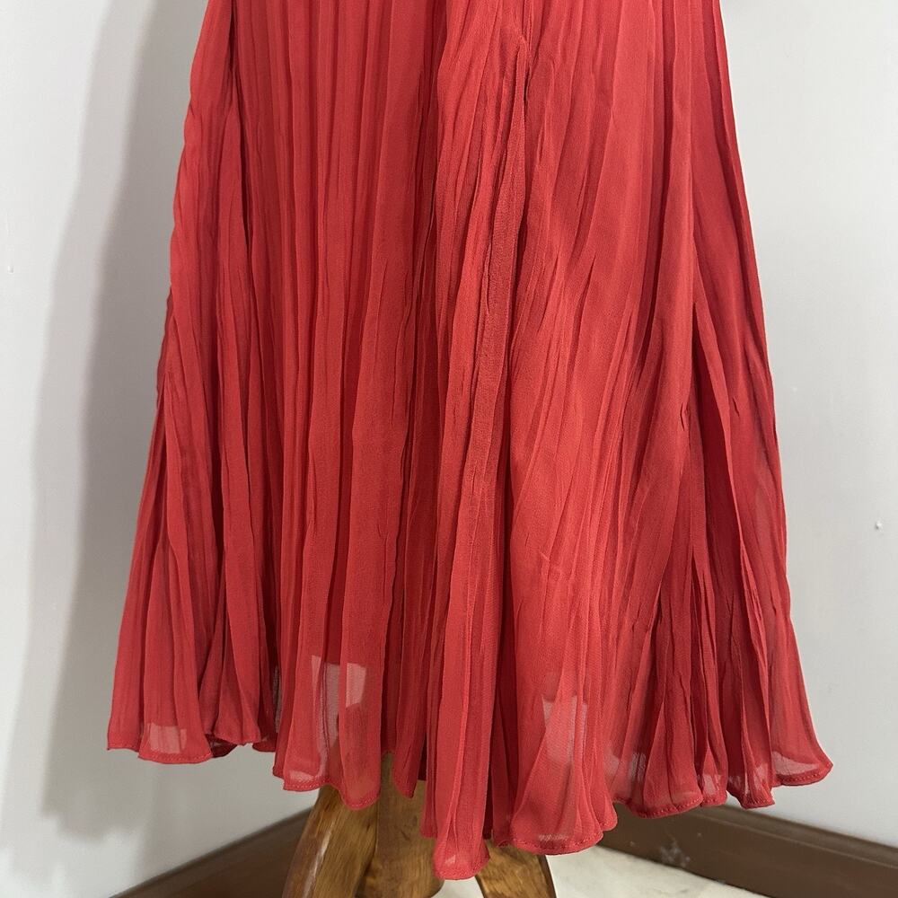 Kedziorek Bell Sleeve V-neck Midi Dress Red 38 Small Lined Coastal Flowy Resort - Picture 8 of 14